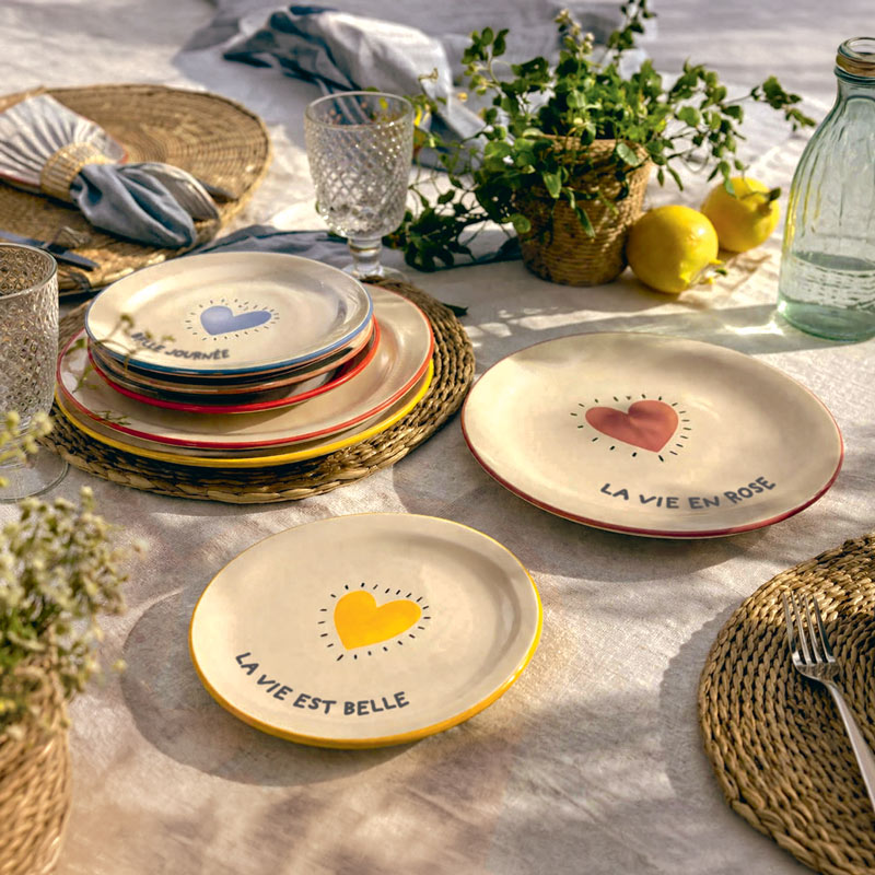 Assiette plate en porcelaine 'Belle journée'