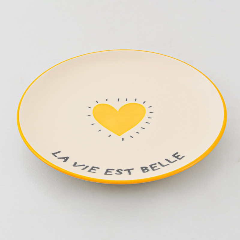 Assiette à dessert en porcelaine 'La vie est belle'
