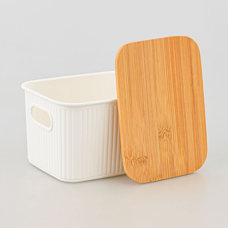 Boîte de rangement avec couvercle bambou
