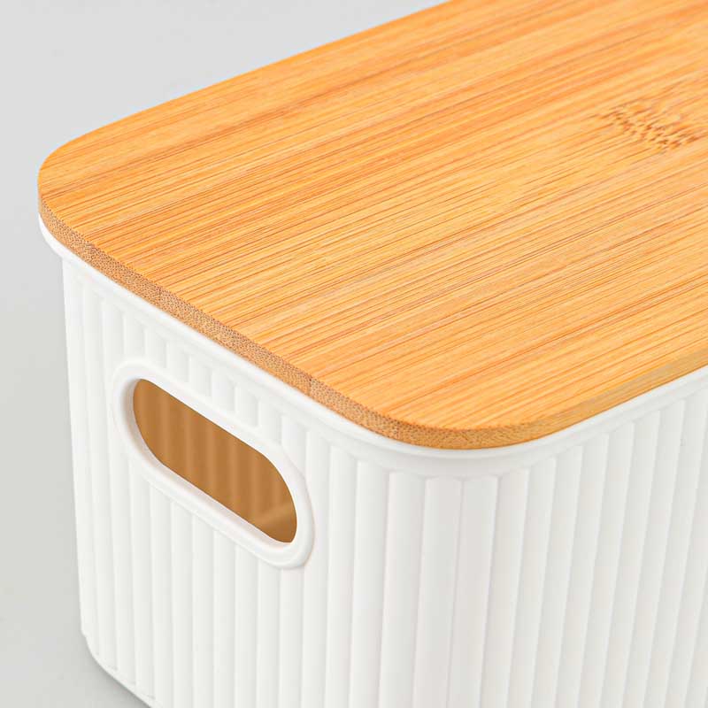 Boîte de rangement avec couvercle bambou