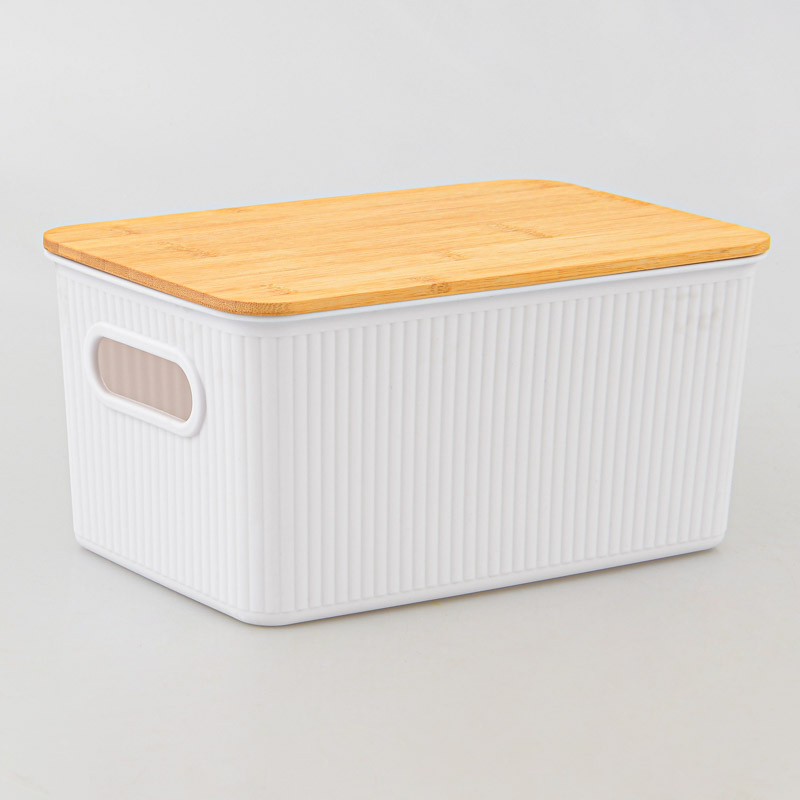 Boîte de rangement avec couvercle bambou