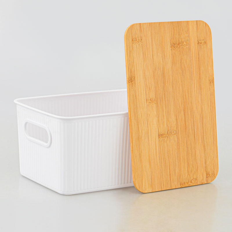 Boîte de rangement avec couvercle bambou