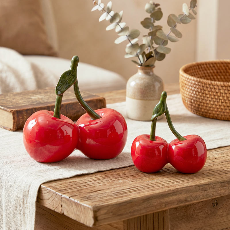 Duo de cerises à poser rouge 