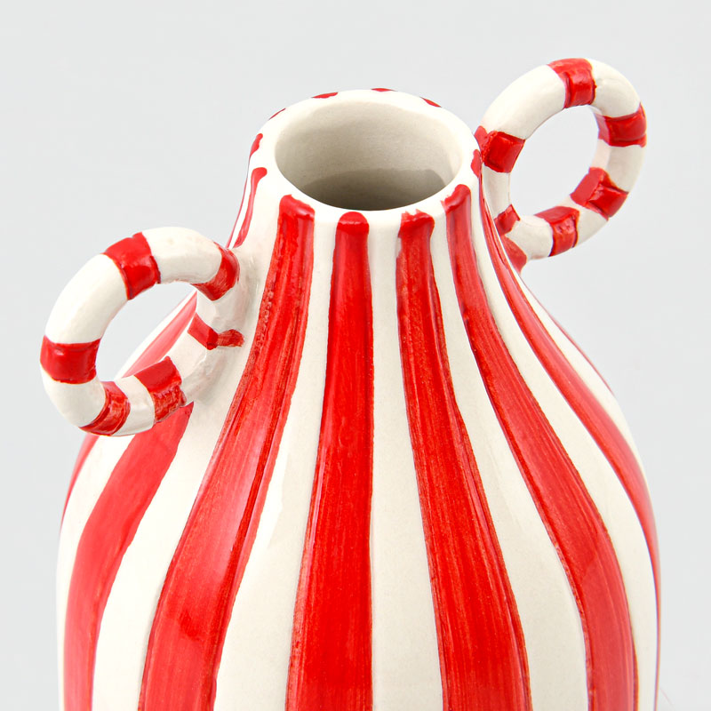 Vase rayé 'Retronova' rouge et blanc