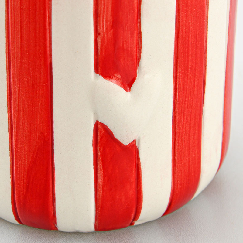 Vase rayé 'Retronova' rouge et blanc