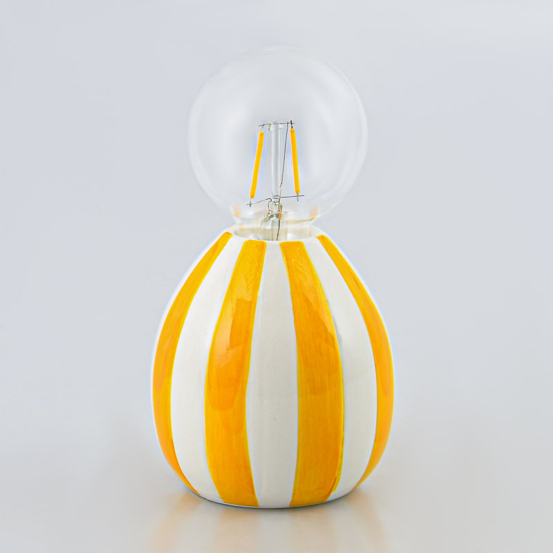 Lampe rayée  'Retronova' jaune et blanche 