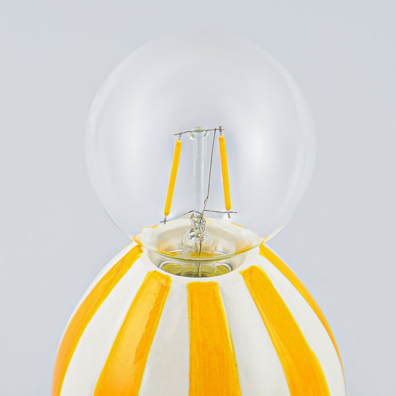 Lampe rayée  'Retronova' jaune et blanche 