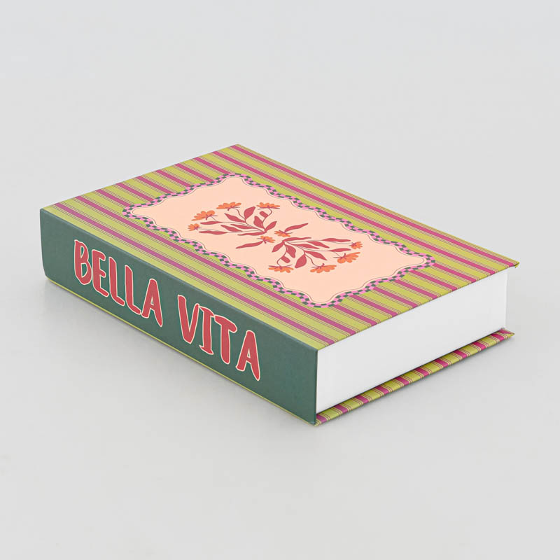 Livre boite décoratif 'Flower' vert et rose