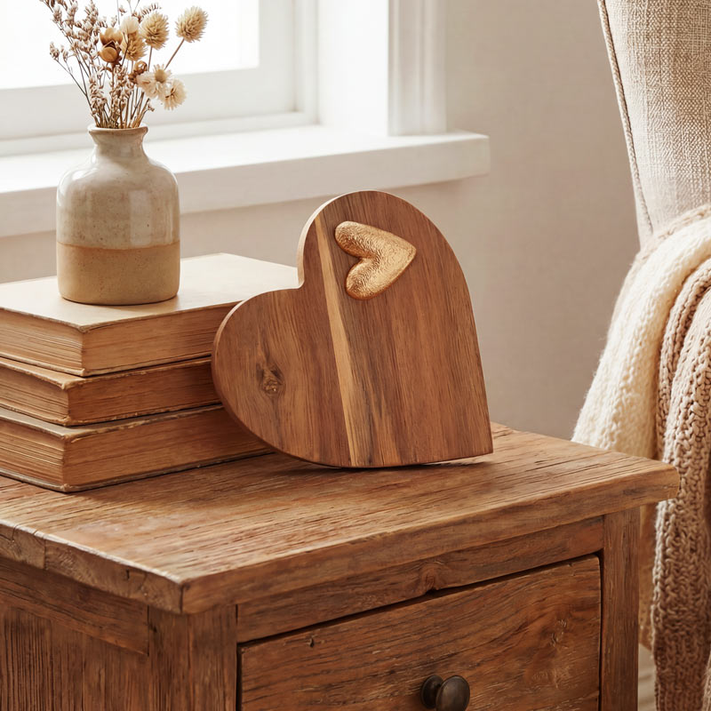 Décoration à poser petit coeur couleur bois 
