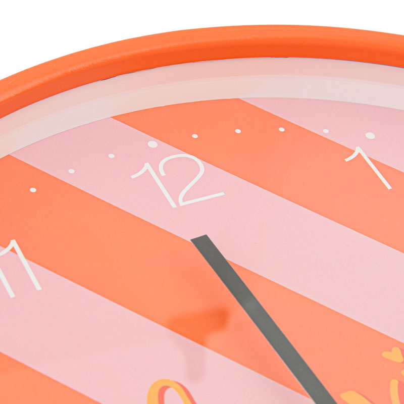 Horloge murale rayée 'Retronova' rose orange 