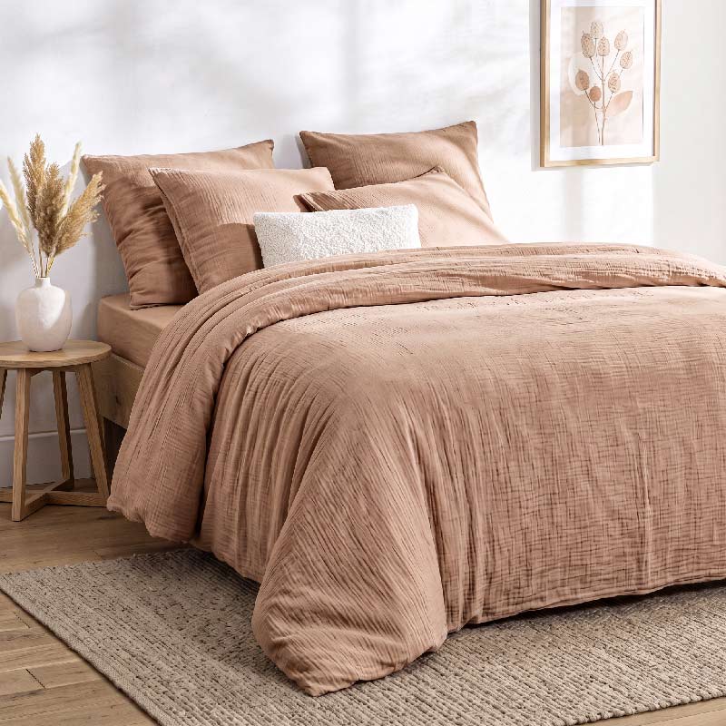 Housse de couette gaze coton 'Harmonie' Moka