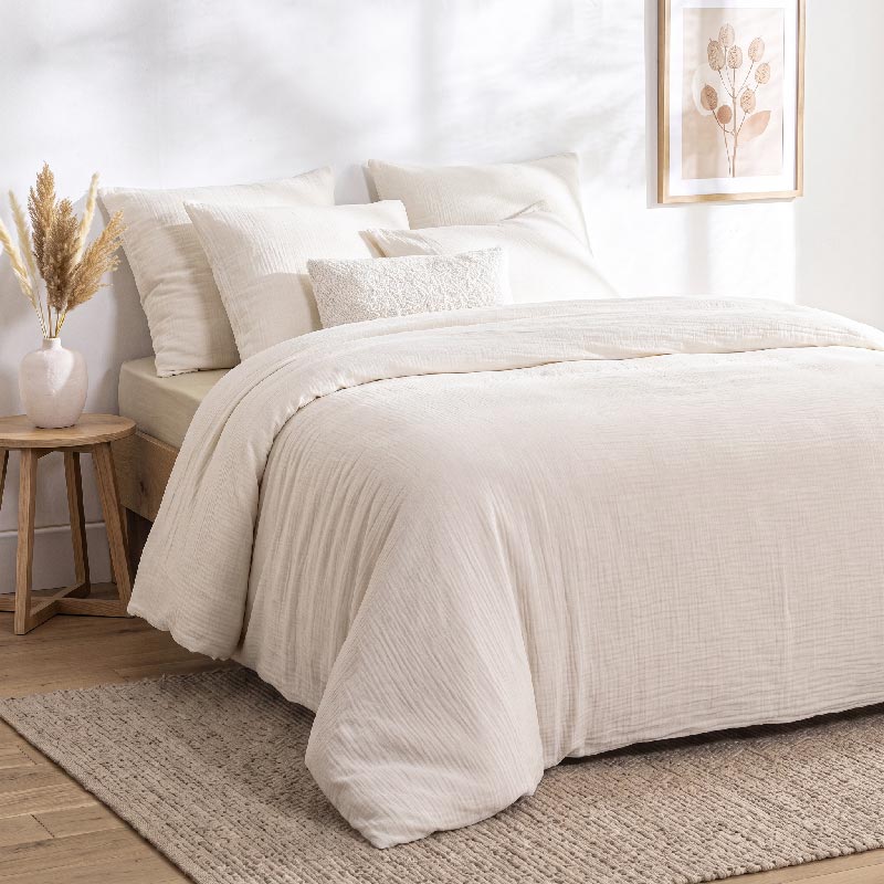 Housse de couette gaze coton 'Harmonie' blanc