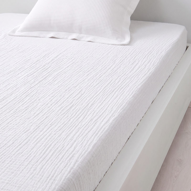 Drap housse gaze de coton 'Harmonie' blanc