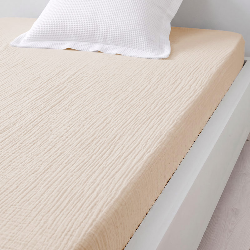 Drap housse gaze de coton 'Harmonie' écru