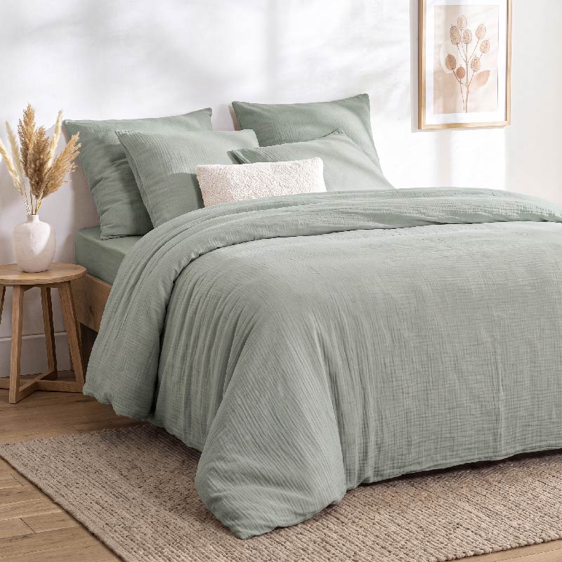 Housse de couette gaze coton 'Harmonie' vert