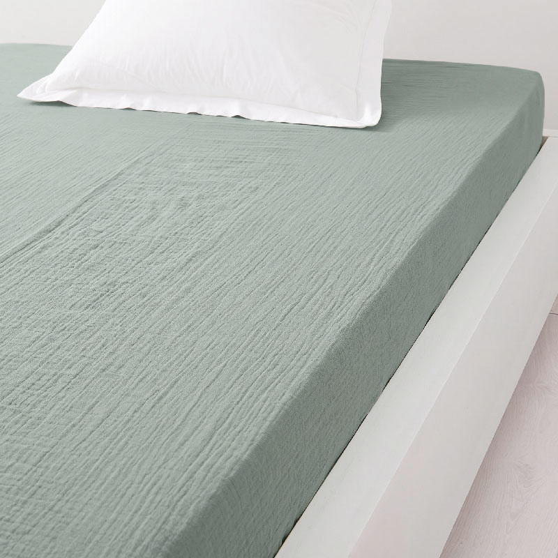 Drap housse gaze de coton 'Harmonie' vert