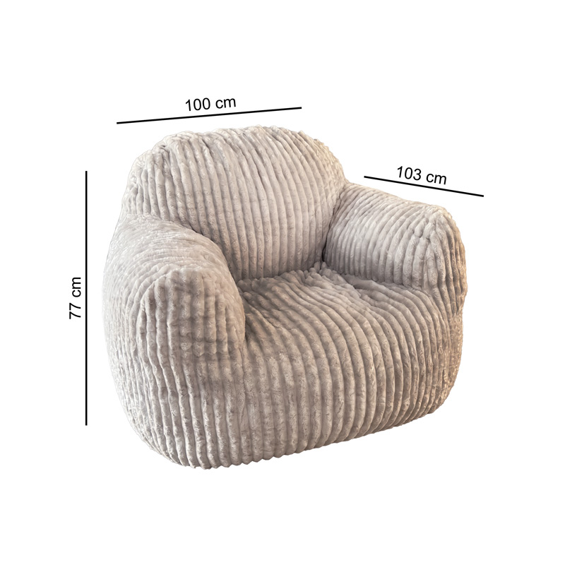 Fauteuil en velours côtelé 'Eden' beige gris