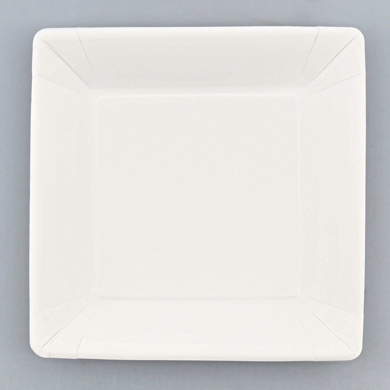 Lot de 8 assiettes carrées en carton 'Gappy' blanc en carton - L'Incroyable