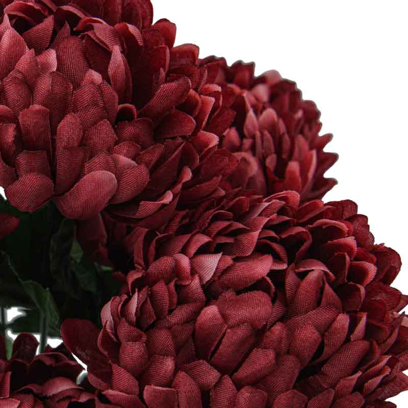 Bouquet artificiel de chrysanthèmes bordeaux