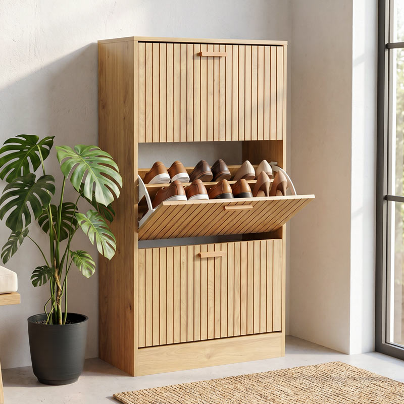 Meuble à chaussure 3 portes couleur bois 
