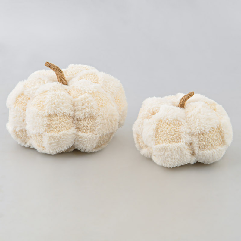 Citrouille damier 'Pop' blanc et beige 
