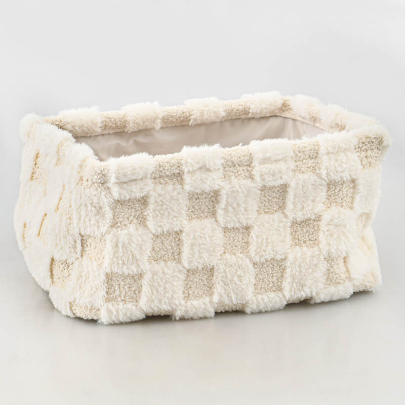 Caisse de rangement damier 'Pop' blanc beige
