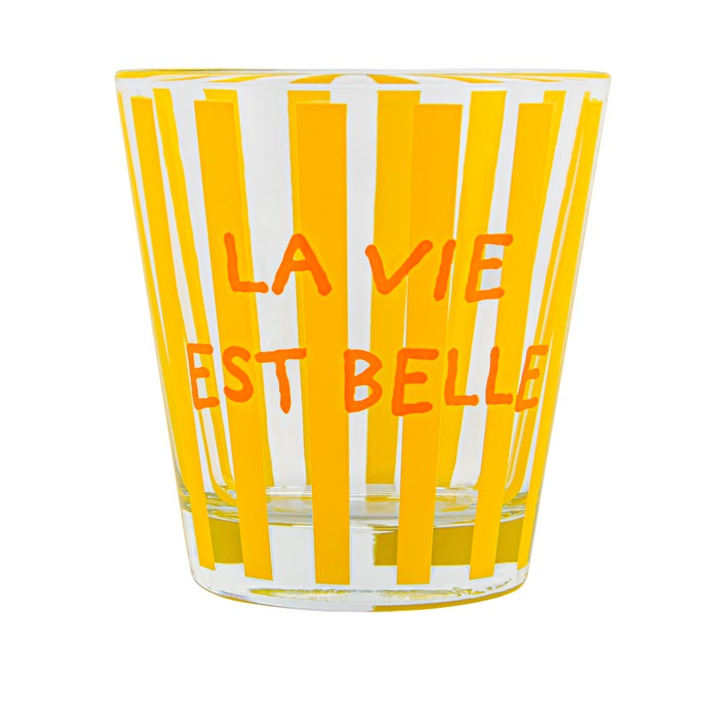 Verre 'La vie est belle' jaune 25cl