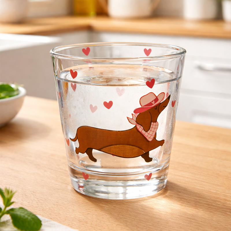 Verre décoré 'Teckel Cowboy' 25cl 