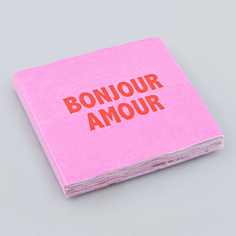 Lot de 20 serviettes 'Bonjour Amour' rose