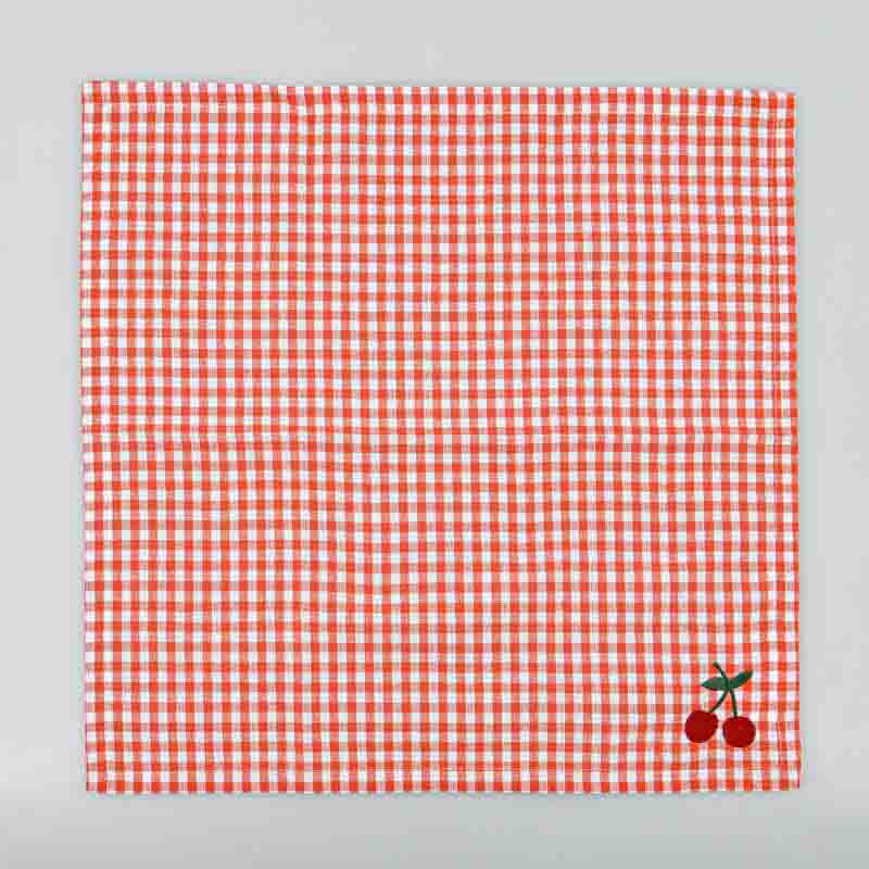 Serviette de table brodée 'Cerise'