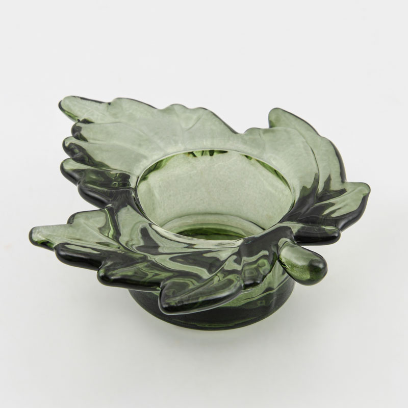 Porte-bougie Feuille d'automne vert