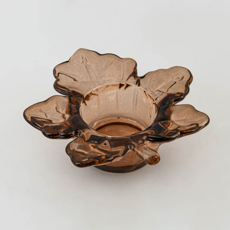 Porte-bougie Feuille d'automne marron
