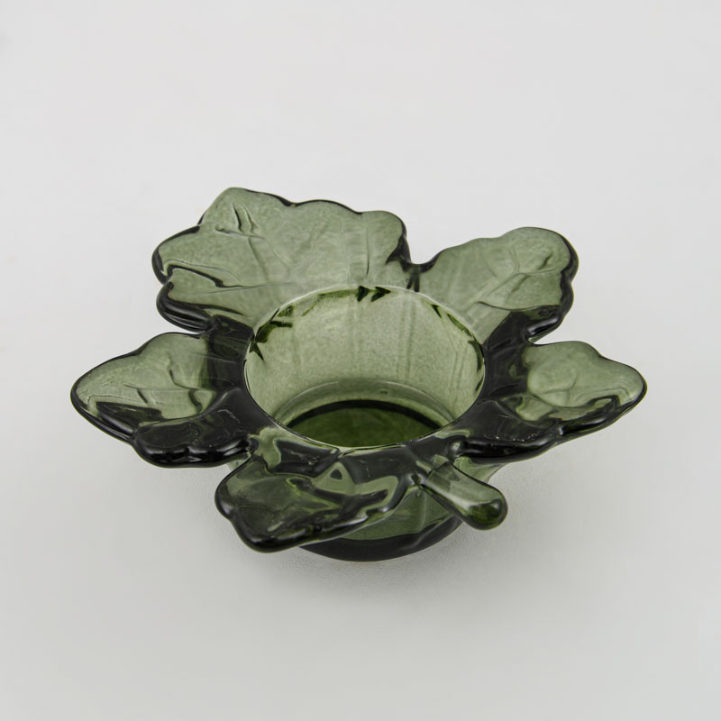Porte-bougie Feuille d'automne vert