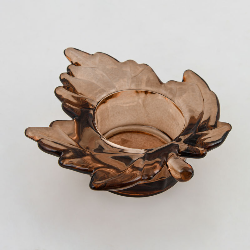 Porte-bougie Feuille d'automne marron