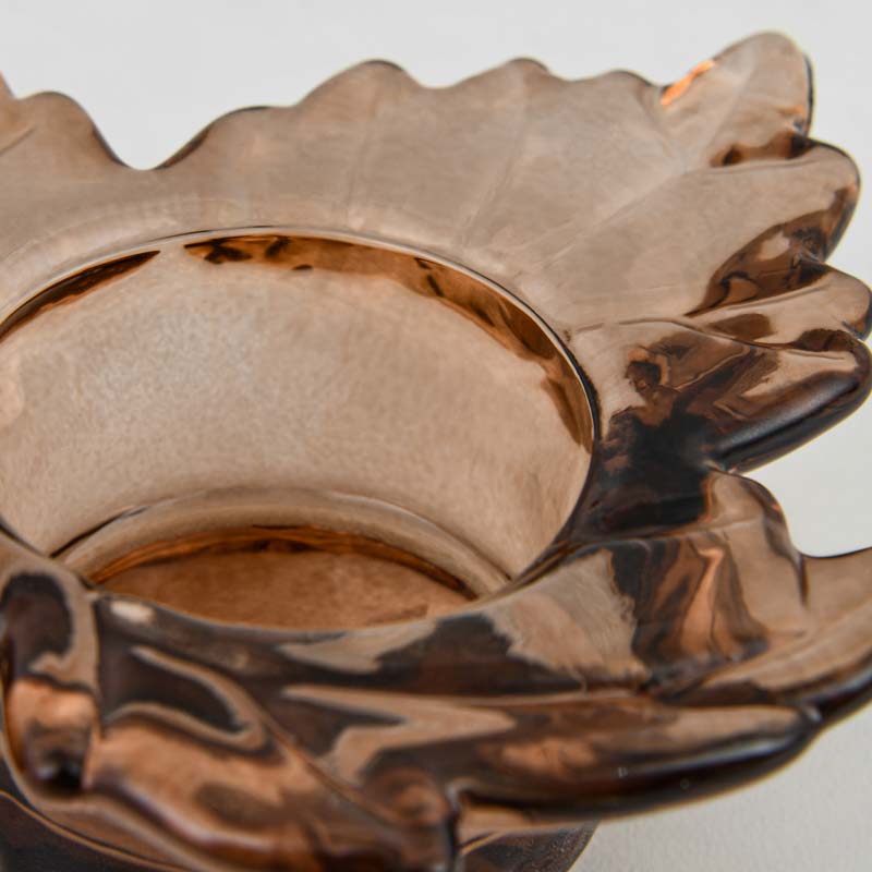 Porte-bougie Feuille d'automne marron