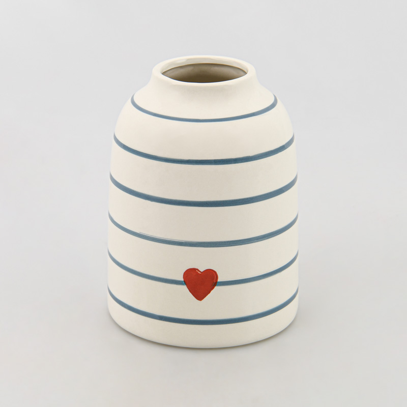 Vase rayé coeur rouge 'Sweet Girl'