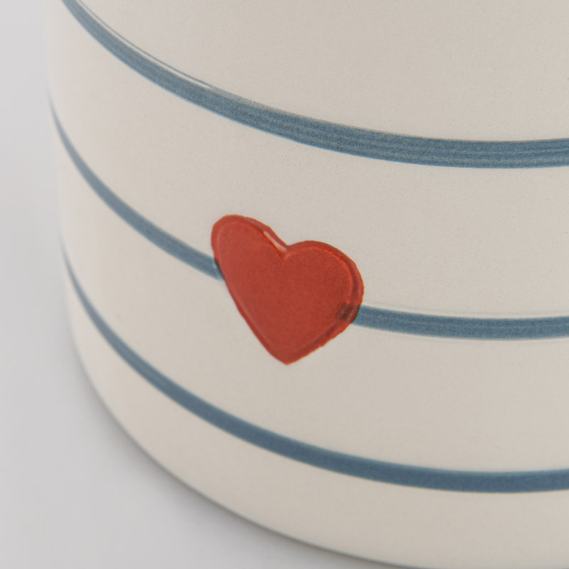 Vase rayé coeur rouge 'Sweet Girl'