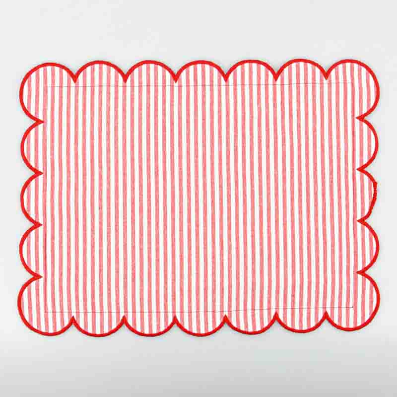 Set de table 'Bubble' tissu à rayures rouge