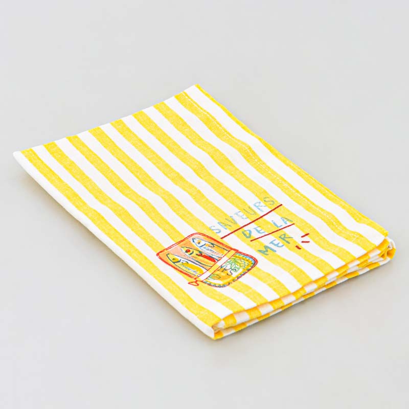 Serviette de table 'Seaside' sardines jaune