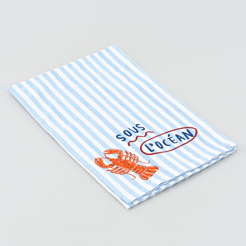 Torchon rayé 'Seaside' imprimé homard