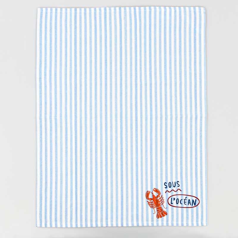 Torchon rayé 'Seaside' imprimé homard