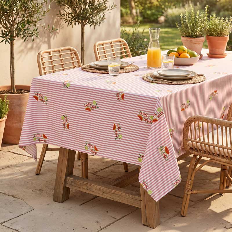 Nappe rayée 'La Vita e Bella' imprimée rose