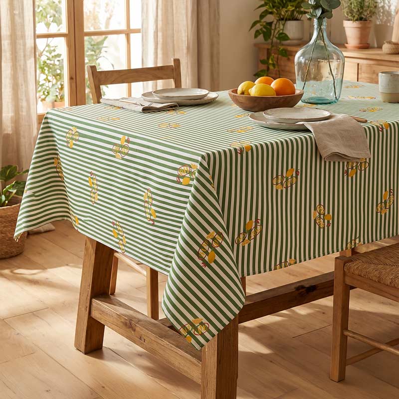 Nappe rayée 'Dolce Vita' imprimée vert