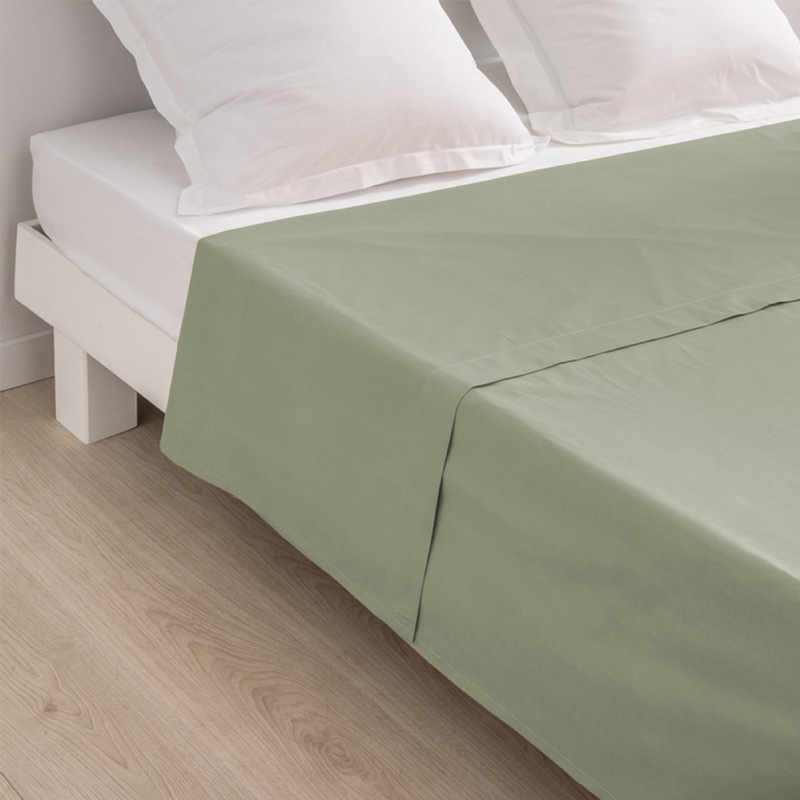 Drap plat 'Dream' 100% coton vert d'eau 