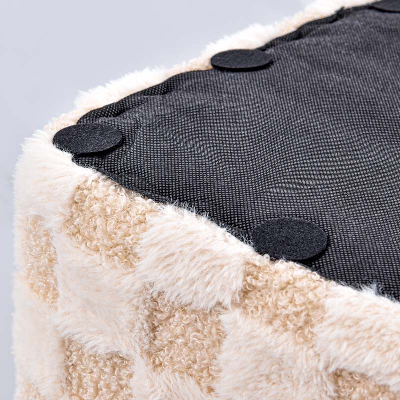 Pouf damier beige et crème 