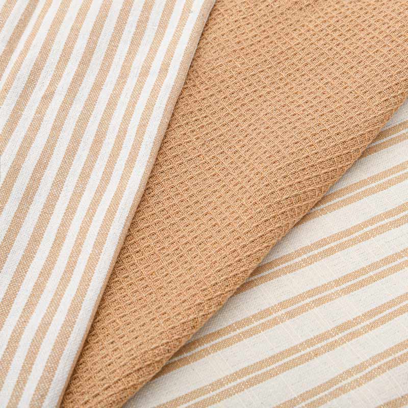 Lot de 3 torchons 'Elma' beige et blanc 