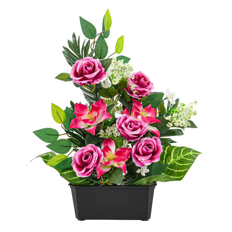 Jardinière haute de fleurs artificielles 