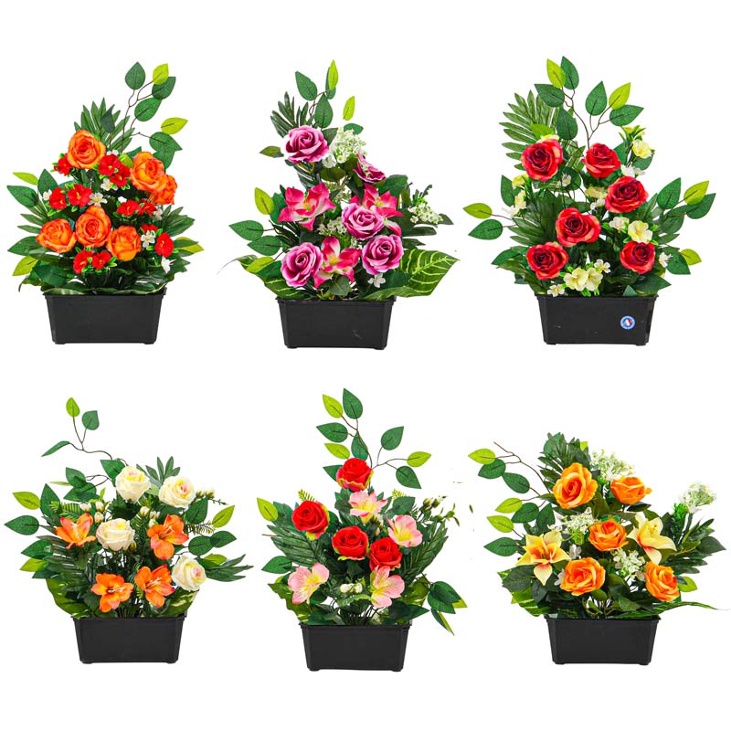 Jardinière haute de fleurs artificielles 