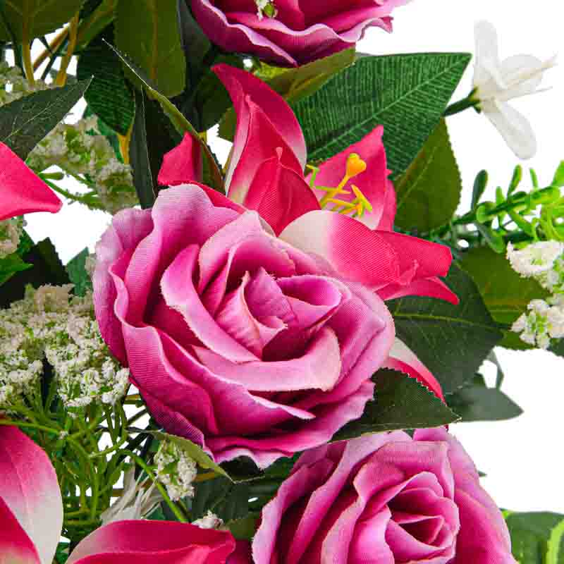 Jardinière haute de fleurs artificielles 