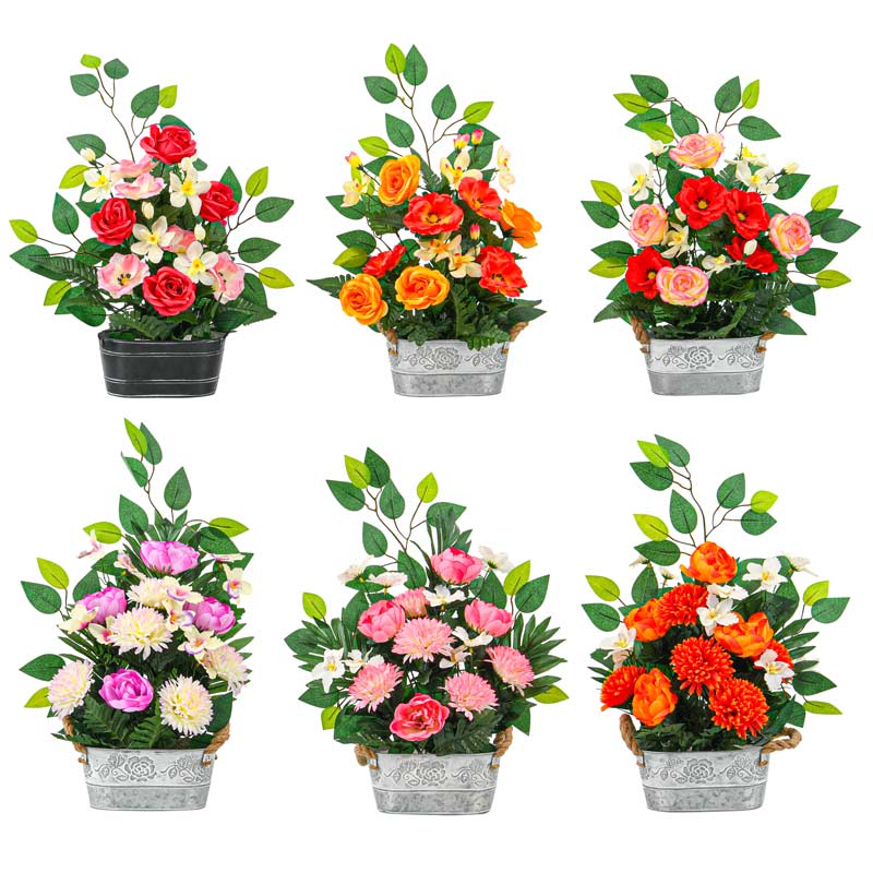 Jardinière haute de fleurs artificielles 